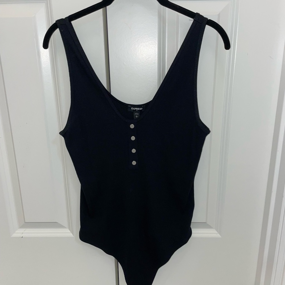 Express Women’s Ribbed Thong Bodysuit Black Size Large NWT